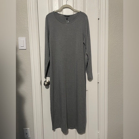 NWT Eileen Fisher Fine Jersey Jewel Neck Dress - Picture 6 of 8